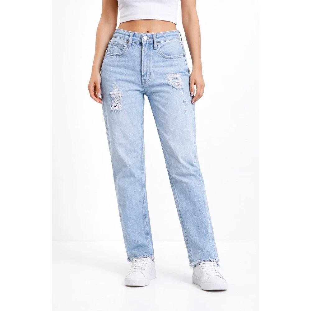 American‎ Eagle Highest Rise 90s Boyfriend Crop Distressed Jeans size 00 Regular - Picture 9 of 9